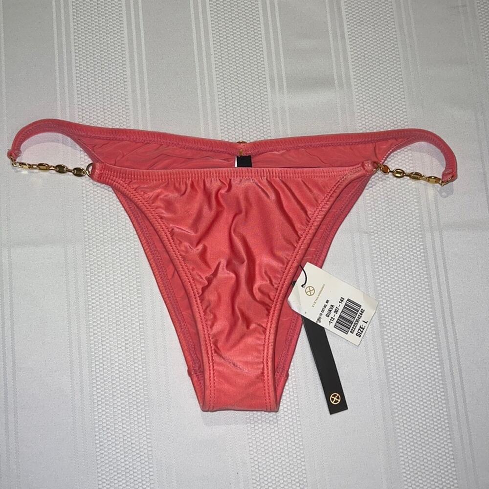 VIX Swim Paula Hermanny Chain Bikini Bottom in Guava - NWT - Size L